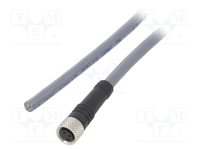 Connection lead; M8; PIN: 3; straight; 15m; plug; -25÷80°C; IP67