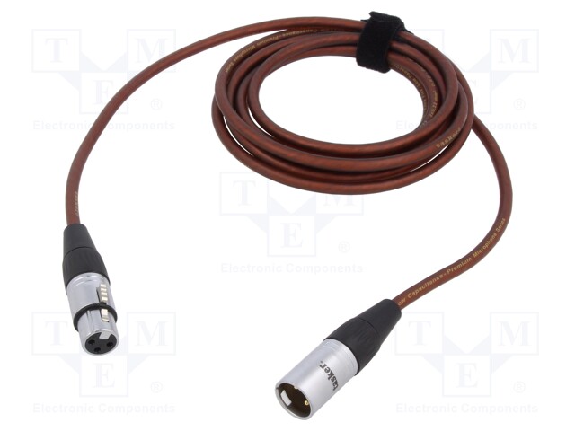 Cable; XLR male 3pin,XLR female 3pin; 12m; brown; 0.25mm2