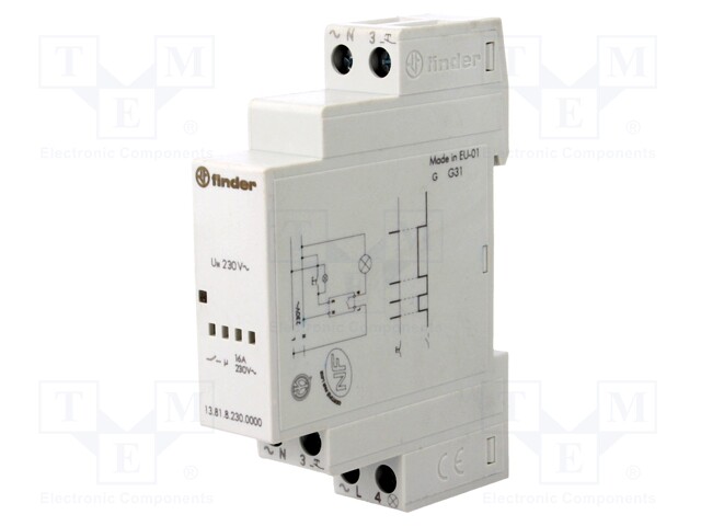 Relay: installation; bistable; NO; 230VAC; Mounting: DIN; 16A; IP20
