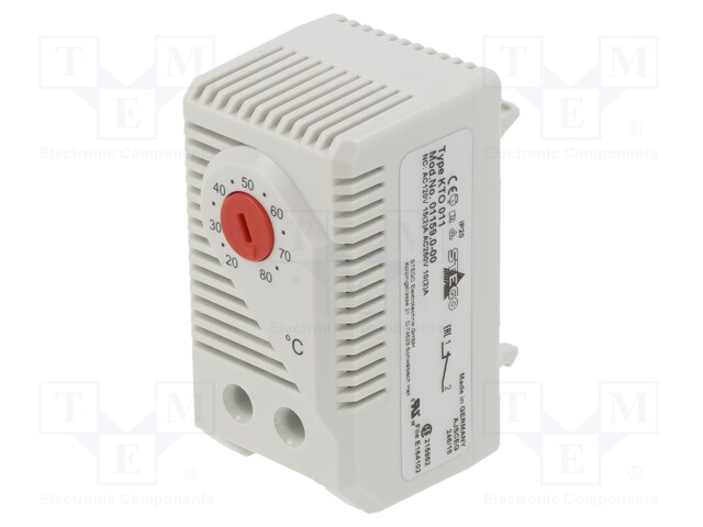 Sensor: thermostat; Contacts: NC; 10A; 250VAC; IP20; Mounting: DIN