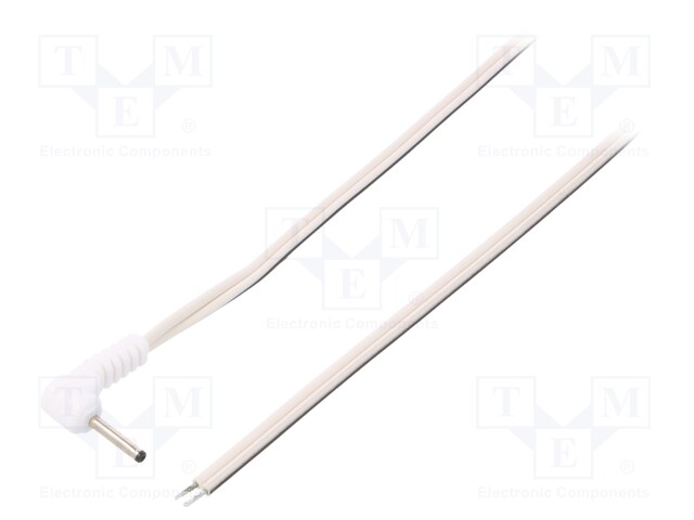 Cable; wires,DC 0,7/2,35 plug; angled; 0.5mm2; white; 1.5m