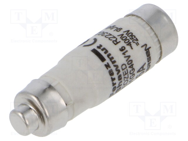 Fuse: fuse; gG; 16A; 400VAC; 250VDC; industrial; D01