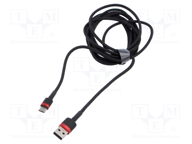 Cable; High Speed,USB 2.0; USB A plug,USB C plug; 3m; black; 2A