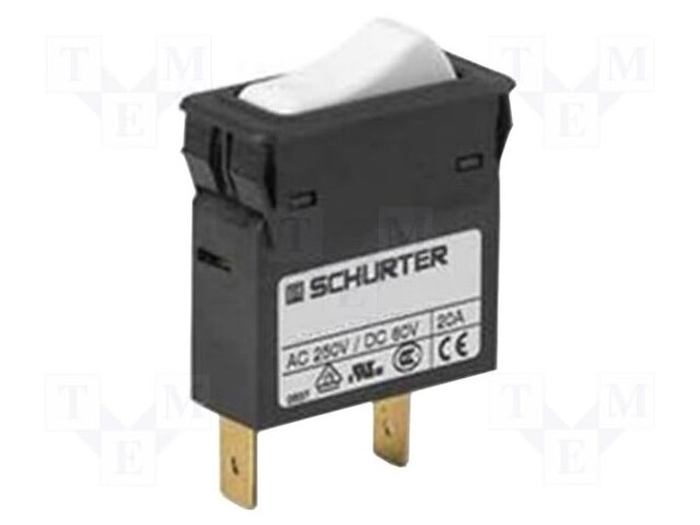 Circuit breaker; Urated: 240VAC; 32VDC; 20A; SPST; Poles: 1; 19g