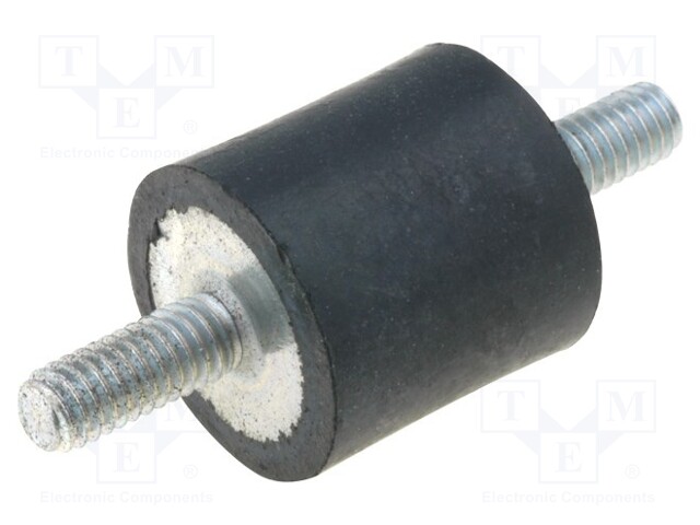 Vibration damper; M8; Ø: 30mm; rubber; L: 20mm; Thread len: 20mm