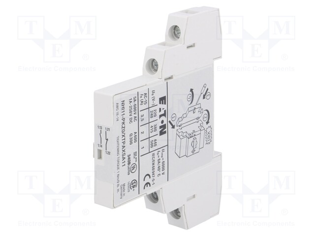 Auxiliary contacts; Auxiliary contacts: NC + NO; side