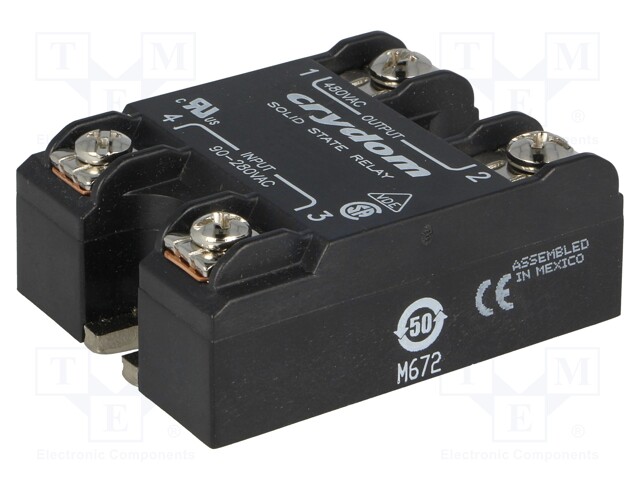 Relay: solid state; Ucntrl: 90÷280VAC; 50A; 48÷530VAC; -40÷80°C