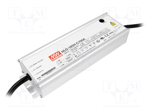 Power supply: switched-mode; LED; 200W; 143÷286VDC; 350÷700mA