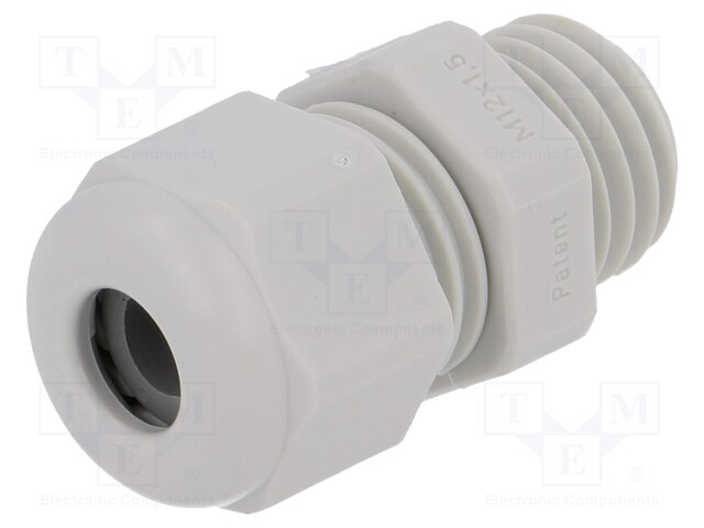 Cable gland; M12; IP68; Mat: polyamide; light grey; UL94V-0