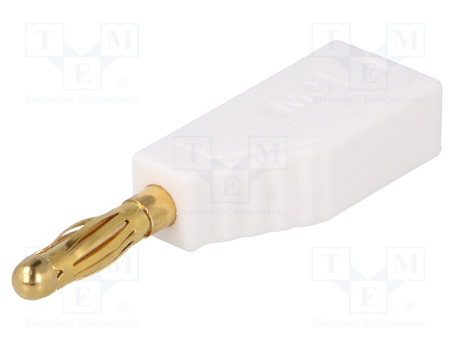 Plug; 4mm banana; 19A; white; with axial socket