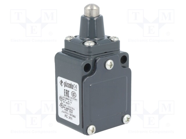 Limit switch; pin plunger Ø10mm; NO + NC; 6A; 400VAC; PG11; IP67