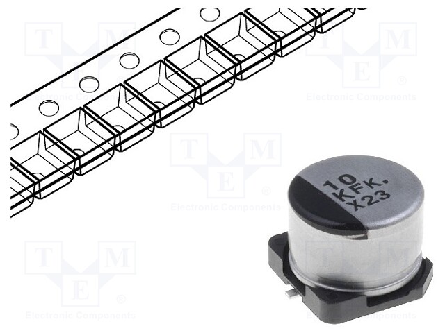 Capacitor: electrolytic; low impedance; SMD; 10uF; 80VDC; Ø8x6.2mm