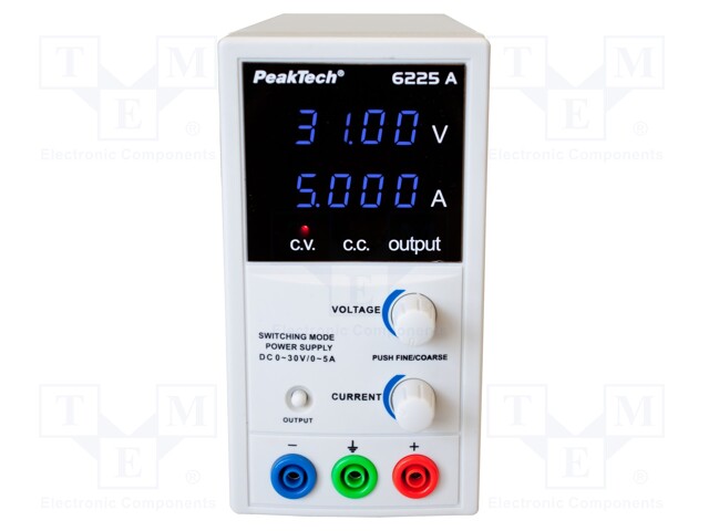 Power supply: laboratory; switched-mode,single-channel; 0÷30VDC