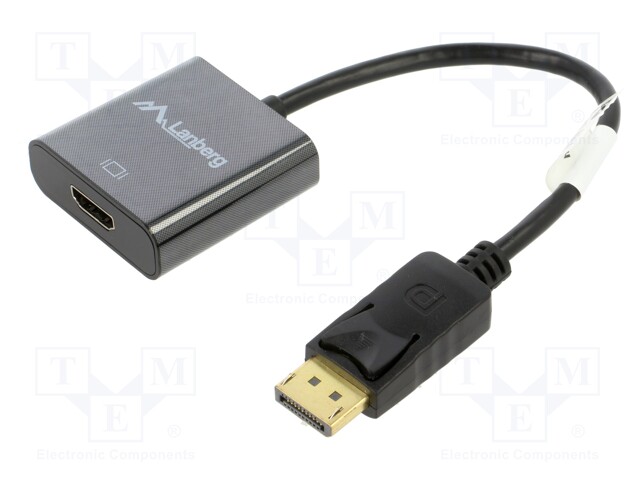 Adapter; DisplayPort 1.2,HDMI 1.2; 0.1m; black; Enclos.mat: ABS