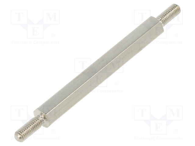 Screwed spacer sleeve; 40mm; Ext.thread: M3; hexagonal; brass