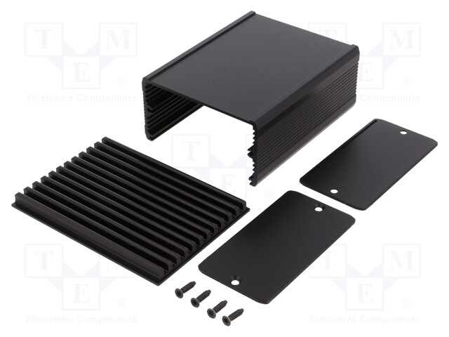 Heatsink: with case; black; aluminium; anodized; Y: 47mm; X: 75.2mm