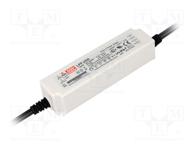 Power supply: switched-mode; LED; 25.2W; 42VDC; 23.1÷42VDC; 0.6A