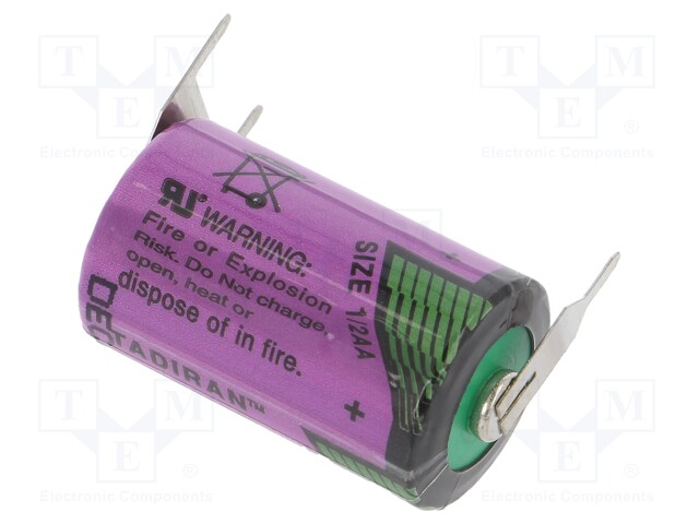 Battery: lithium (LTC); 3.6V; 1/2AA; Ø14.7x25.2mm; 1200mAh
