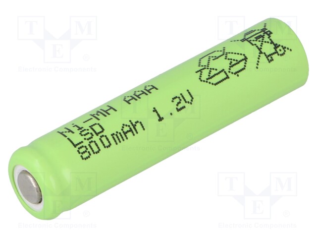 Re-battery: Ni-MH; AAA,R3; 1.2V; 800mAh; Ø10.1x44mm