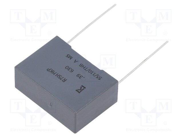 DC Film Capacitor, 0.39 µF, 630 V, Metallized PP, ± 5%, R75H Series, Radial Box