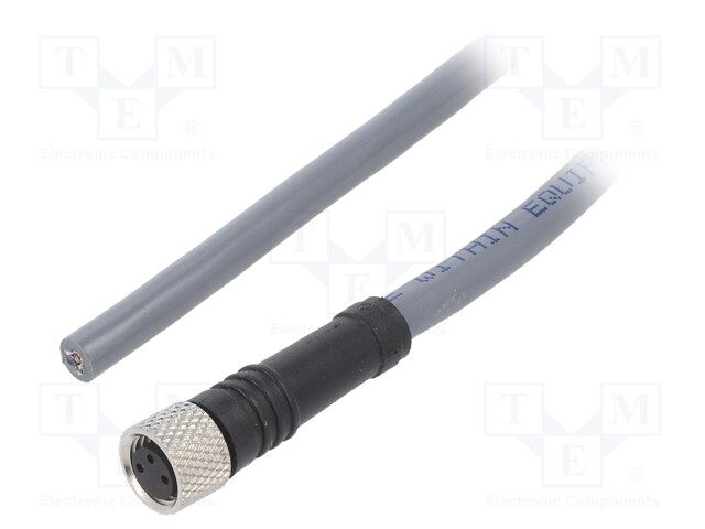 Connection lead; M8; PIN: 3; straight; 3m; plug; -25÷80°C; IP67