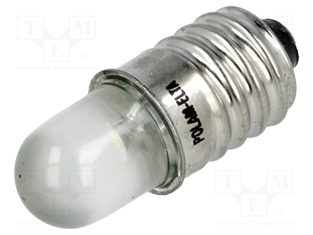 LED lamp; white; E10; 12VDC; 12VAC