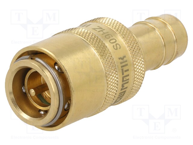 Quick connection coupling; straight,with valve; 15bar; Seal: FPM