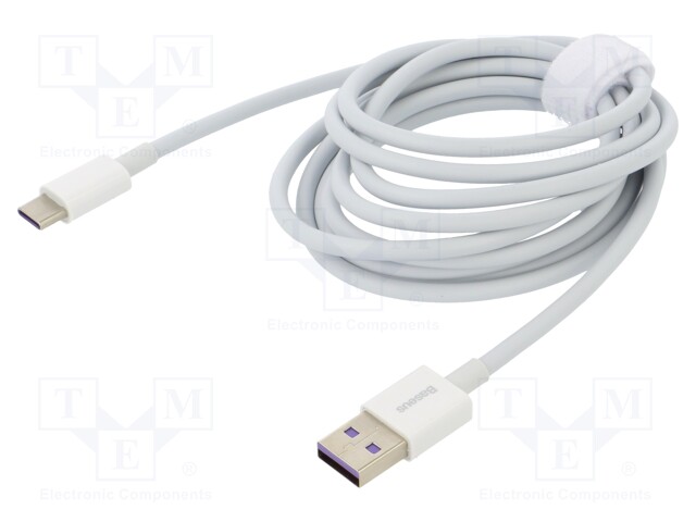 Cable; USB A socket,USB C plug; 2m; white; 66W