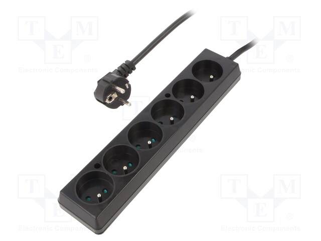 Extension lead; Schuko; Sockets: 6; black; 3x1,5mm2; 10m; 16A