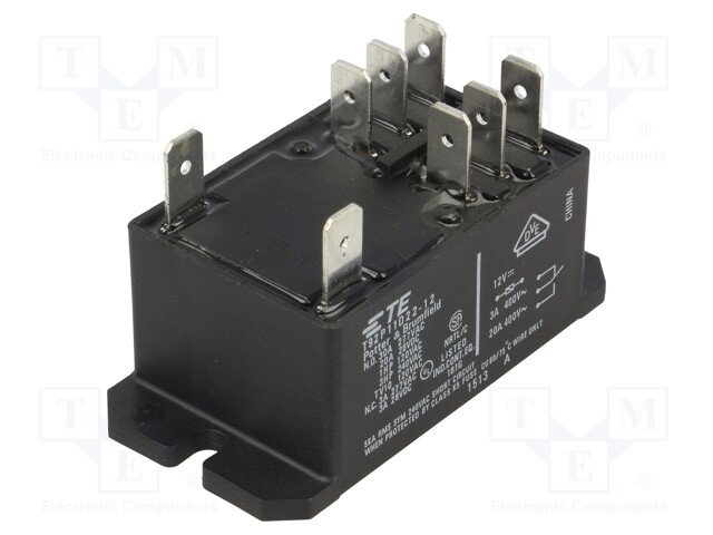 Relay: electromagnetic; DPDT; Ucoil: 12VDC; 30A; Series: T92; 86Ω