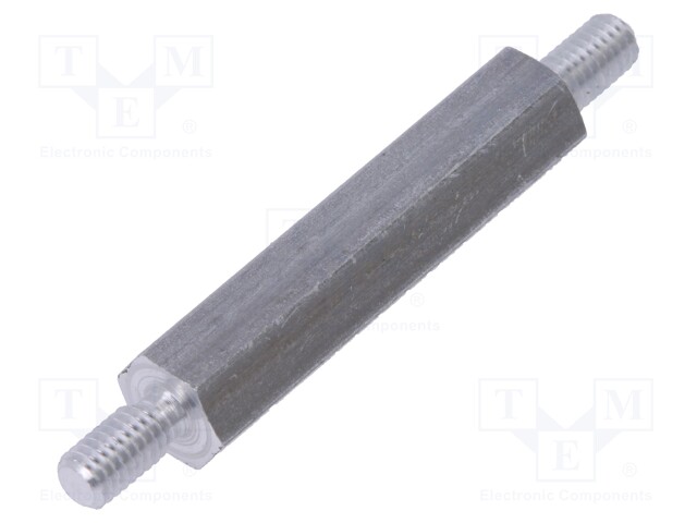 Screwed spacer sleeve; 25mm; Ext.thread: M3; hexagonal; aluminium