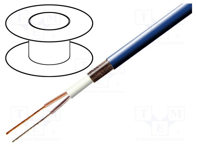 Wire: microphone cable; 2x0,35mm2; blue; OFC; PVC FirestoP®; 100m