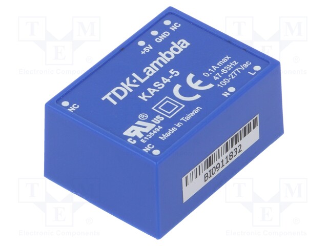 Converter: AC/DC; 4W; Uout: 5VDC; Iout: 800mA; 72%; Mounting: THT