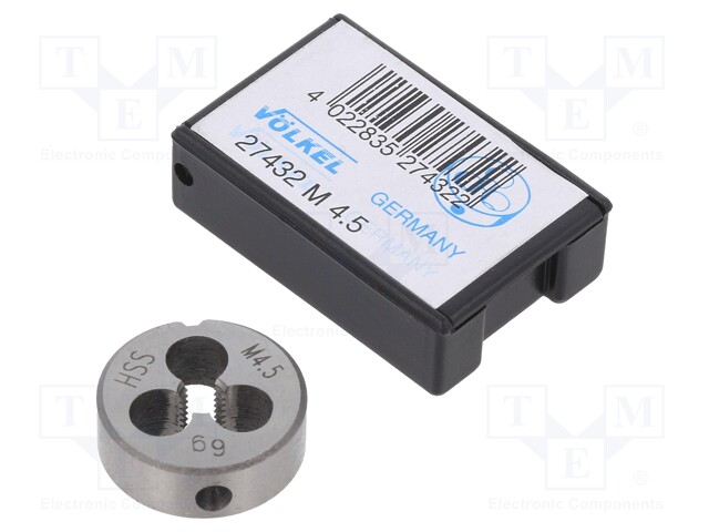 Threading die; HSS; M4,5; 0.75; Ø: 20mm; Thk: 7mm; 6g