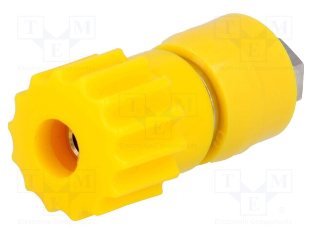 Socket; 4mm banana; 16A; 60VDC; yellow; nickel plated; max.3.5mm