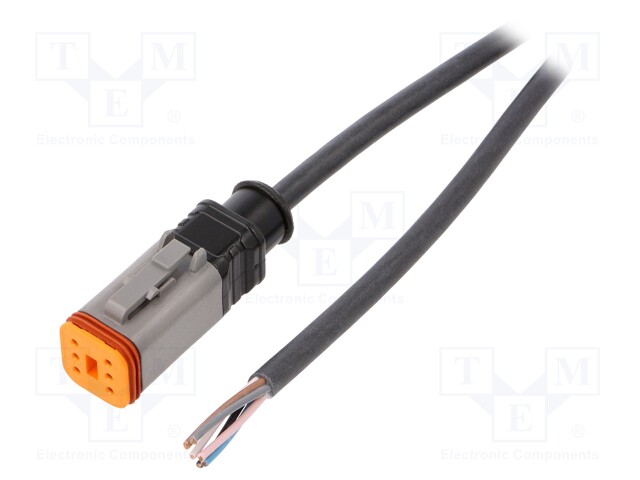 Connection lead; DT06-6S; PIN: 6; straight; 5m; plug; 48VAC; 8A