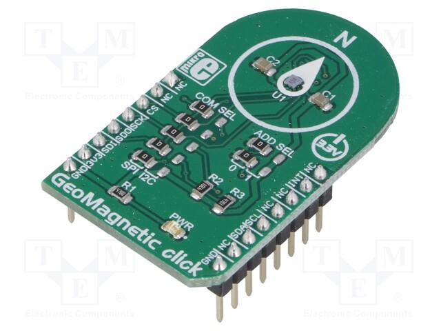 Click board; magnetic field sensor; GPIO,I2C,SPI; BMM150; 3.3VDC