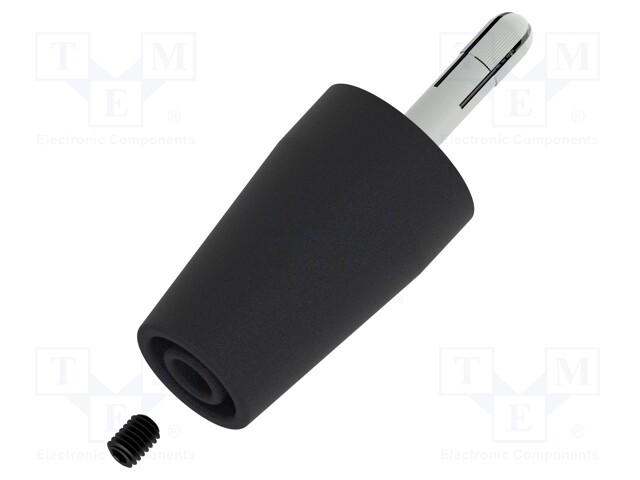 Plug; 4mm banana; black; non-insulated; 43mm; nickel plated