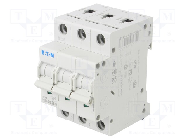 Circuit breaker; 230/400VAC; Inom: 0.25A; Poles: 3; DIN; Charact: C