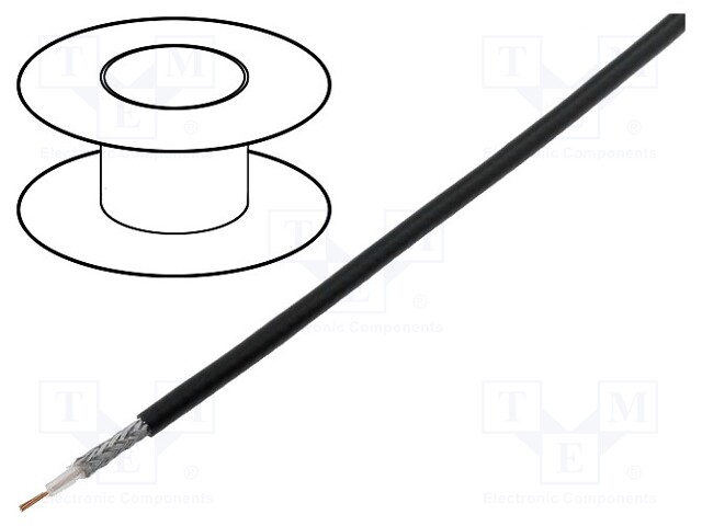 Wire: coaxial; RG174; 1x50Ω; PVC; black; 250m