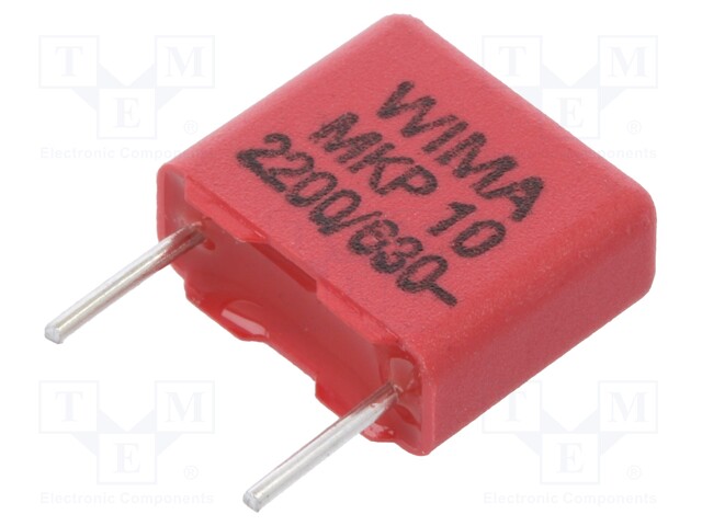 Capacitor: polypropylene; 2.2nF; 7.5mm; ±10%; 10x4x9mm; -55÷110°C