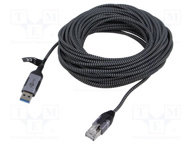 Cable; slim,USB 3.0; RJ45 plug,USB A plug; nickel plated; 15m