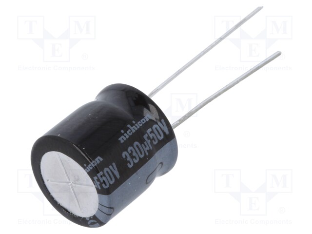 Capacitor: electrolytic; THT; 330uF; 50VDC; Ø12.5x12.5mm; ±20%