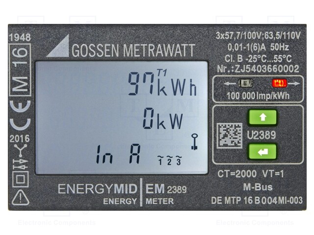 Electric energy meter; digital,mounting; for DIN rail mounting