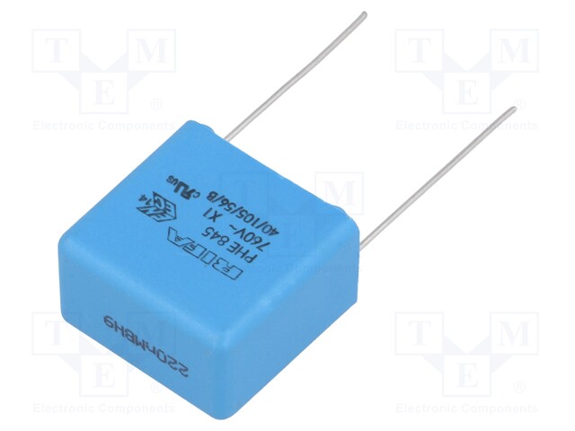 Capacitor: polypropylene; X1; 220nF; 760VAC; ±20%; THT; -40÷105°C