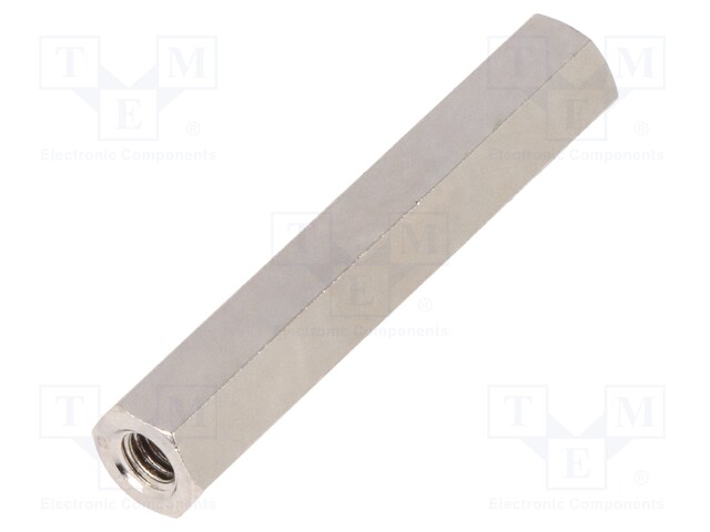 Screwed spacer sleeve; Int.thread: M4; 40mm; hexagonal; brass