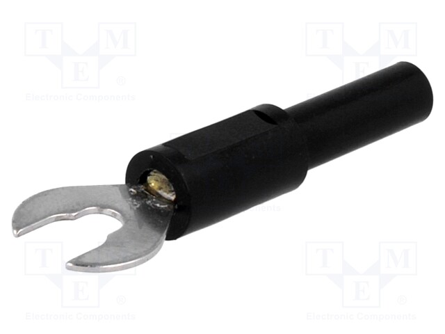 Adapter; banana 4mm socket,fork terminal; 60VDC; 36A; black; 1mΩ