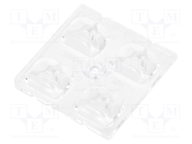 LED lens; square; transparent; H: 7.1mm; Outside dim: 50x50mm