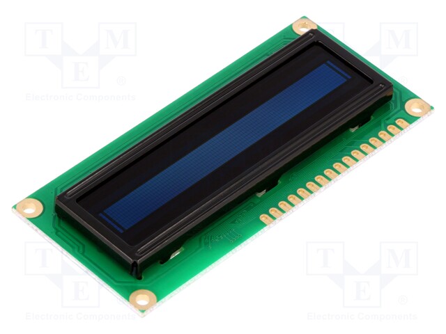 Display: OLED; alphanumeric; 16x1; Window dimensions: 66x16mm