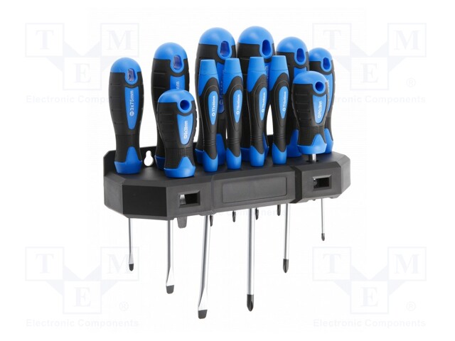 Kit: screwdrivers; Phillips,slot; Features: magnetic; 12pcs.